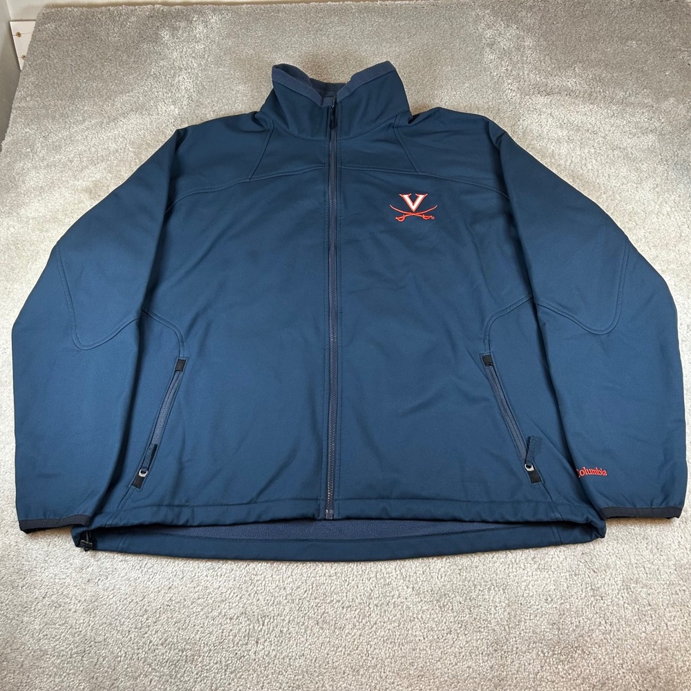 Columbia Softshell Jacket Mens XXL Navy Blue UVA Cavaliers Full Zip Virginia